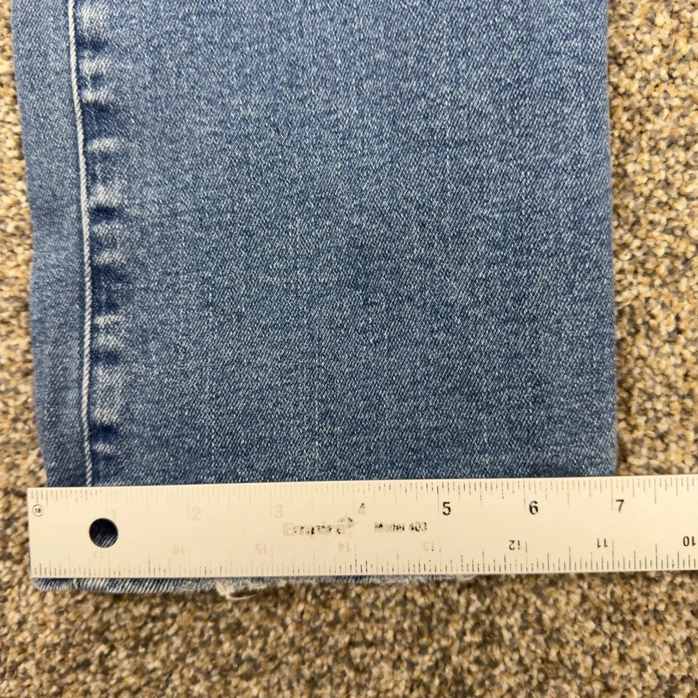 Good American High Rise Straight Leg Raw Hem Jeans Blue Wash Size 2/26 CCSNF602T